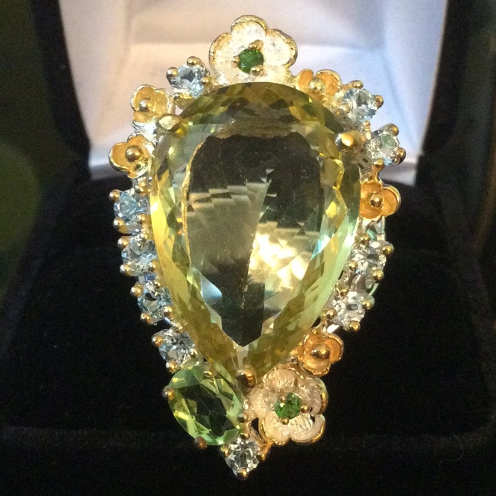 Sensational Genuine Lemon Quartz with Peridot, Topaz & Russian Chrome Diopside - Picture 1 of 12